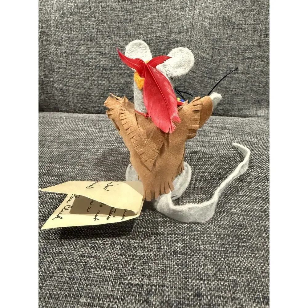 Vintage Bea Clark Mouse House Collection Native American Felt Mouse Jeremiah #6